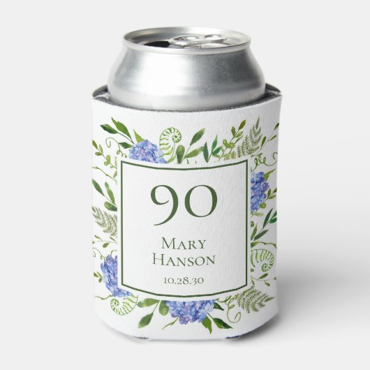 90. Geburtstag Blue Hydrangeas Dosenkühler (Kanne Vorderseite)