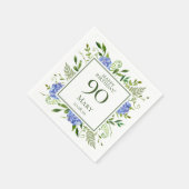 90. Geburtstag Blue Hydrangeas Serviette (Ecke)
