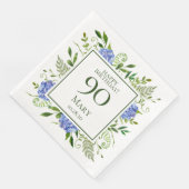 90. Geburtstag Blue Hydrangeas Serviette (Ecke)