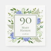 90. Geburtstag Blue Hydrangeas Serviette (Vorderseite)