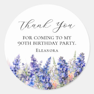 90. Geburtstag Blue July Birth Blume Custom Flat Runder Aufkleber