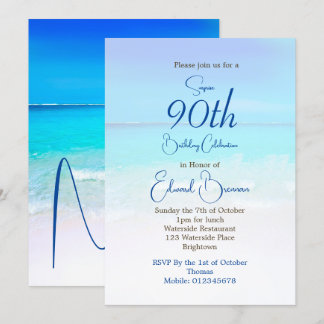 90. Geburtstag Blue Ocean Destination Geburtstag Einladung