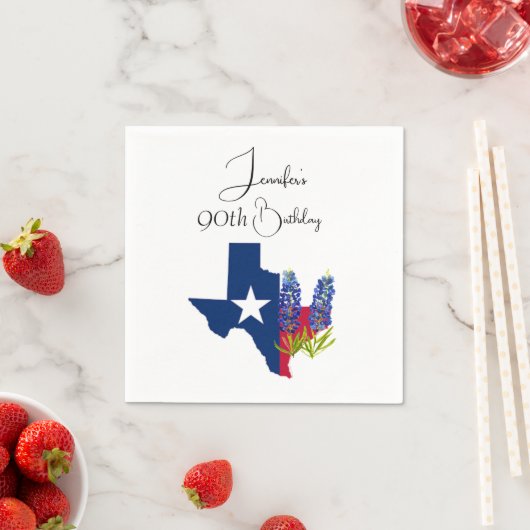 90. Geburtstag Bluebonnets Texas Ninetieth Floral Serviette (Beispiel)