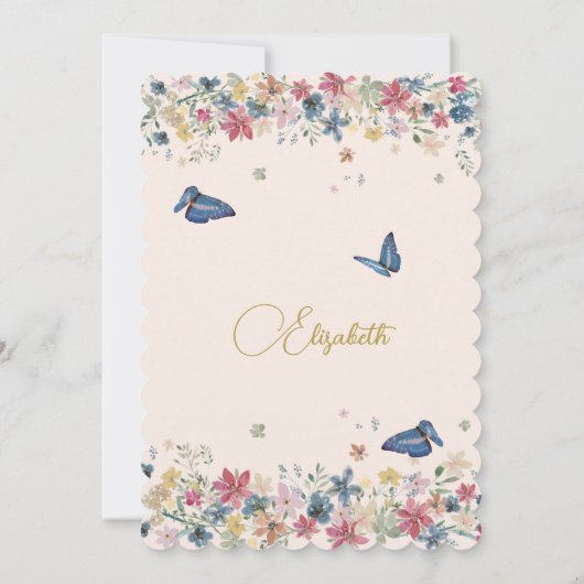 90. Geburtstag Blumengebirge Blume Elegant Einladung (Rückseite)