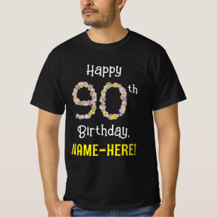 90. Geburtstag: Blumennummer "90" + Name der Blume T-Shirt