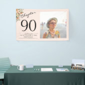 90. Geburtstag Blumenrosa Foto Banner (Messeveranstaltung)