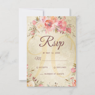 90. Geburtstag Blumenrosa Rosen Goldschimmer RSVP Karte