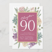 90. Geburtstag Blumenüberraschung Party Einladung (Vorne/Hinten)