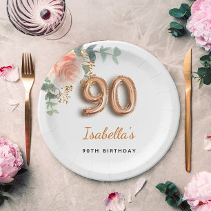90. Geburtstag Blumenzwiebelgebirge Rose Eukalyptu Pappteller