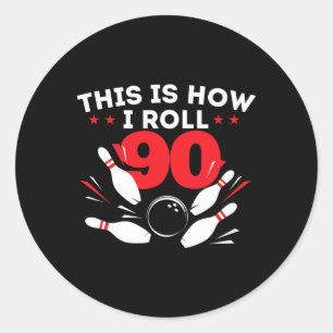 90. Geburtstag Bowling Lover 90 Jahre alt Tag Runder Aufkleber