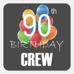 90. Geburtstag Crew 90 Party Crew Group Quadratischer Aufkleber