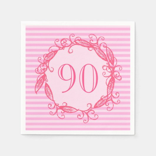 90. Geburtstag der Frauen Schönes Rosa Wirbel Serviette (Vorderseite)