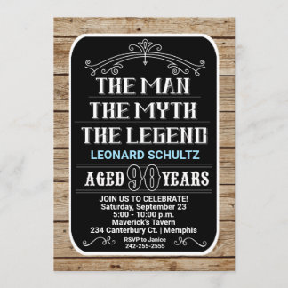 90. Geburtstag Der Mann der Mythos der Legende 90 Einladung