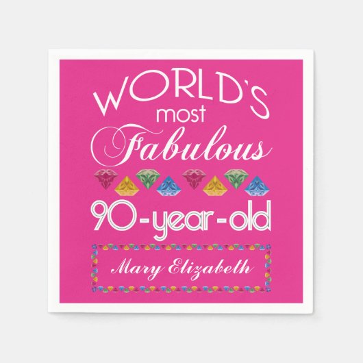 90. Geburtstag Die prächtigsten farbenfrohen Edels Serviette (Vorderseite)
