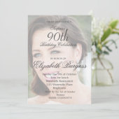 90. Geburtstag Einfaches Elegantes Foto Einladung (Stehend Vorderseite)