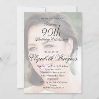 90. Geburtstag Einfaches Elegantes Foto Einladung