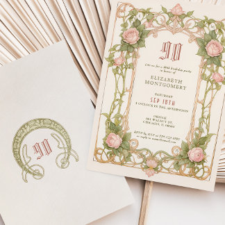 90. Geburtstag Einladung Art Nouveau