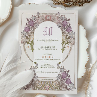 90. Geburtstag Einladung Art Nouveau W. Morris