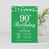 90. Geburtstag Einladung Grün (Stehend Vorderseite)