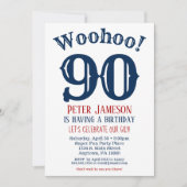 90. Geburtstag Einladung Mens Navy Blue (Vorderseite)