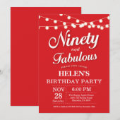 90. Geburtstag Einladung Rot Fabulous (Vorne/Hinten)