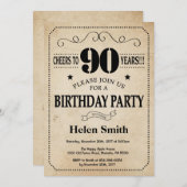 90. Geburtstag Einladung Rustikale Vintage Retro (Vorne/Hinten)