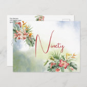 90. Geburtstag Einladung tropischer Flora Postkarte (Vorne/Hinten)