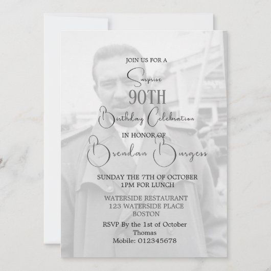 90. Geburtstag Einladung zum Tropischen Foto (Rückseite)