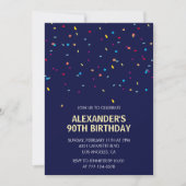 90. Geburtstag Einladungen Männer Confetti Moderne (Vorderseite)