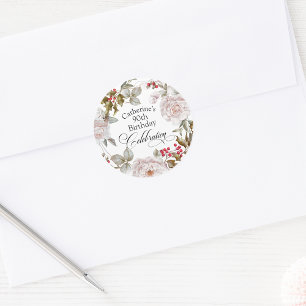 90. Geburtstag Elegant Dezember Floral Runder Aufkleber