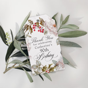 90. Geburtstag Elegant Dezember Floral Vielen Dank Geschenkanhänger