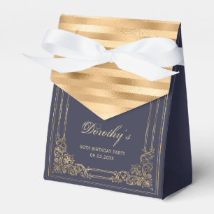 90. Geburtstag Elegant Dunkelblau Gold gerahmtes S Geschenkschachtel