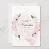 90. Geburtstag Elegant Rosa Rosen Einladung (Vorderseite)