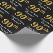 90. Geburtstag: Elegante Luxuriöse Imitate Gold Lo Geschenkpapier (Ecke)