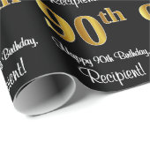 90. Geburtstag: Elegante Luxuriöse Imitate Gold Lo Geschenkpapier (Rolleneckpunkt)
