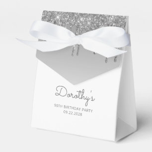 90. Geburtstag Eleganter silberner Glitter-Drip-Sc Geschenkschachtel