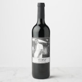 90. Geburtstag Elegantes Foto Monogram Schwarz-wei Weinetikett (Vorderseite)