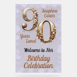 90. Geburtstag Elegantes Party Acrylschild