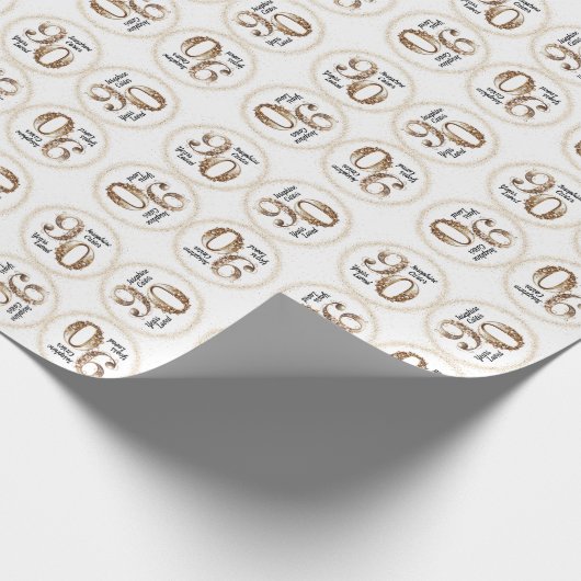 90. Geburtstag Elegantes Party Geschenkpapier (Ecke)
