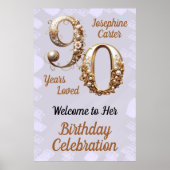 90. Geburtstag Elegantes Party Poster (Vorne)