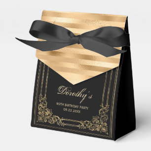 90. Geburtstag Elegantes Schwarzes Gold Gerahmtes Geschenkschachtel