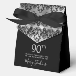 90. Geburtstag Elegantes Silbernes Spitze Dankesch Geschenkschachtel