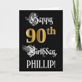 90. Geburtstag — Extravagantes Skript; Imitate Gol Karte (Vorderseite)