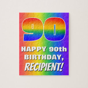 90. Geburtstag: Farbenfroh, Fun Rainbow Pattern #  Puzzle