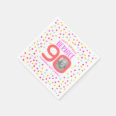 90. Geburtstag farbenfrohe Korallenkonfetti Custom Serviette (Ecke)