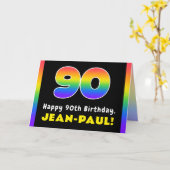 90. Geburtstag: Farbenfroher Regenbogen # 90, Indi Karte (Gelbe Blume)