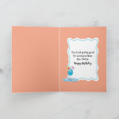 90. Geburtstag Flamingo Floating in einem Pool Karte (Innenseite)