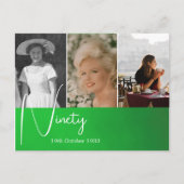 90. Geburtstag Foto Collage Green Postkarte (Vorderseite)