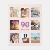 90. Geburtstag Foto Collage Rose Gold Rosa Fleecedecke (Vorderseite)