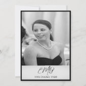 90. Geburtstag Foto Elegant Monogram Birthday Invi Einladung (Rückseite)